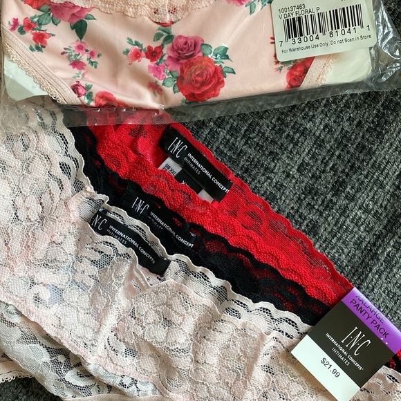 NWT INC International Concepts Lace Thong Bundle Red Pink Teal Floral XXL - Picture 2 of 3